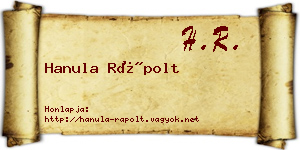 Hanula Rápolt névjegykártya
